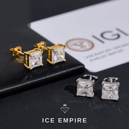 Iced Out 10K Gold Lab Grown Diamond Stud Earrings