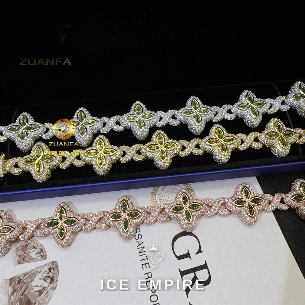 Iced Out 925 Silver Moissanite Cuban Chain