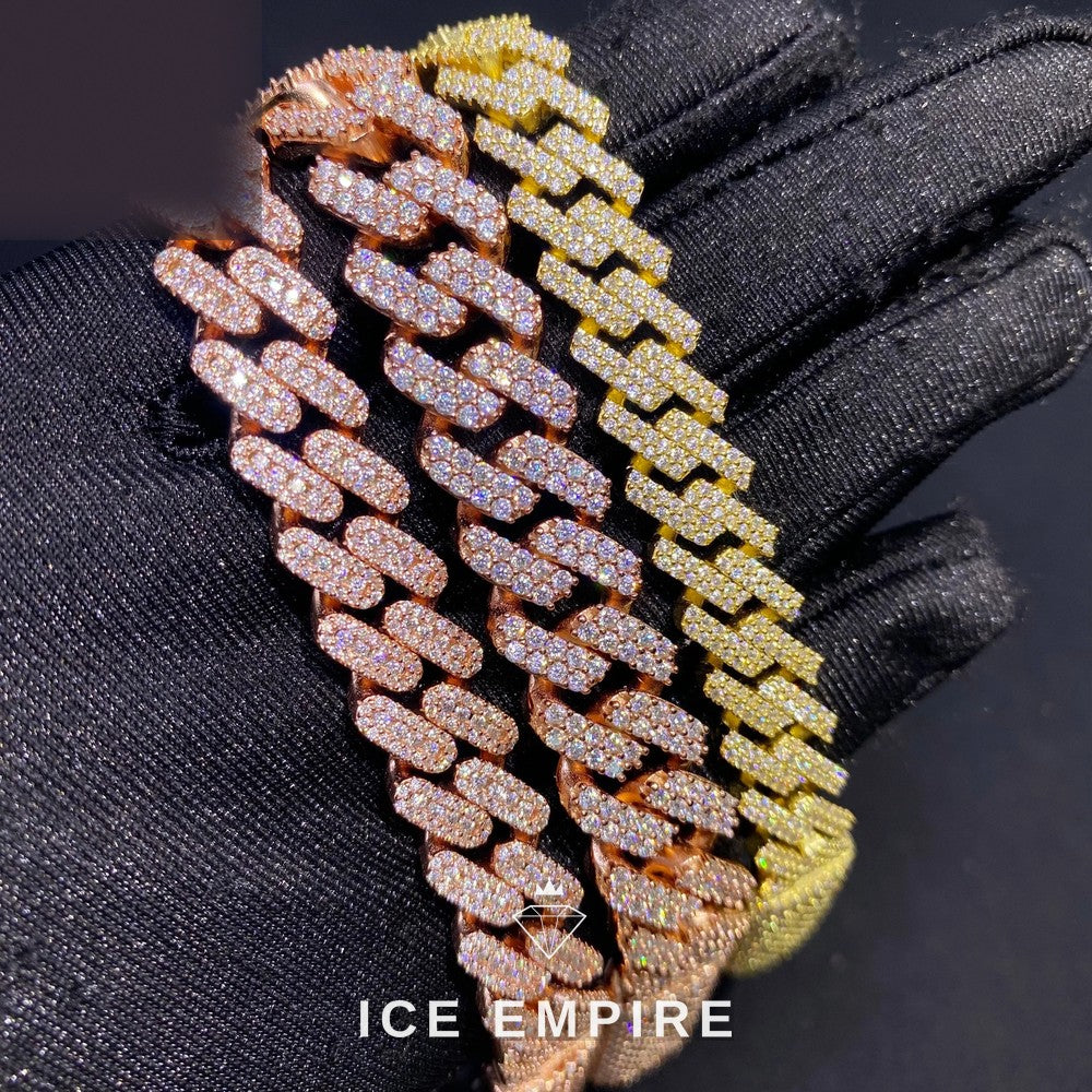 Iced Out Rose Gold Moissanite Cuban Chain