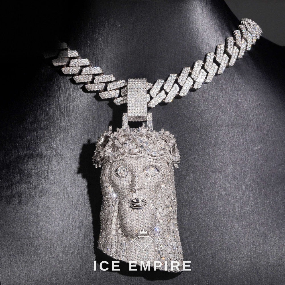 Iced Out Baguette 925 Silver Moissanite Pendant