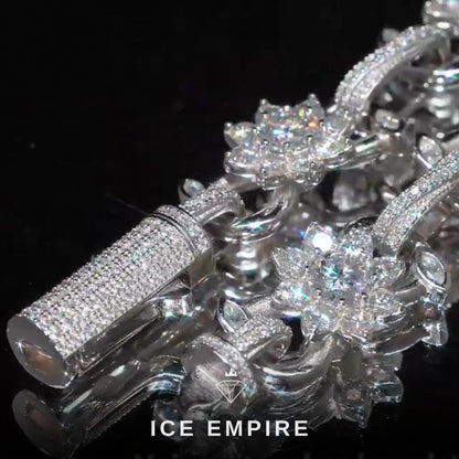 Iced Out Baguette Rose Gold Plated Moissanite Cuban Chain