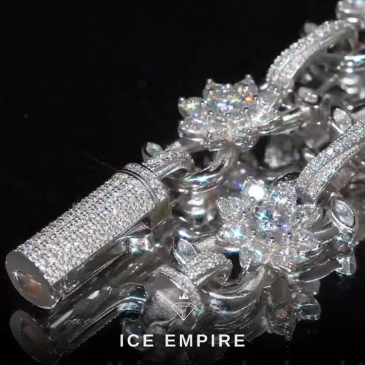 Iced Out Baguette Rose Gold Plated Moissanite Cuban Chain