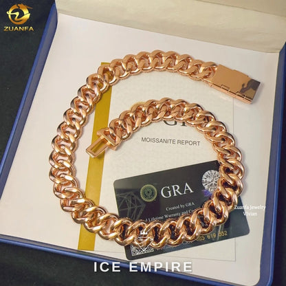 Iced Out Rose Gold Plated Moissanite Cuban Chain