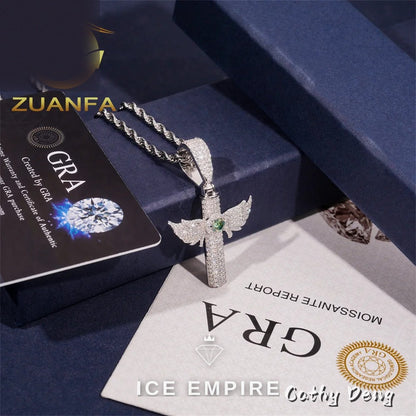 Iced Out Cross Rose Gold Plated Moissanite Pendant