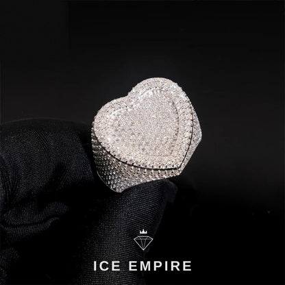 Iced Out Heart Rose Gold Plated Moissanite Ring