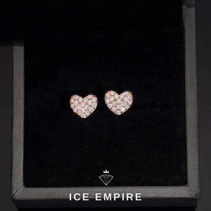 Iced Out Heart Gold Plated Moissanite Stud Earrings