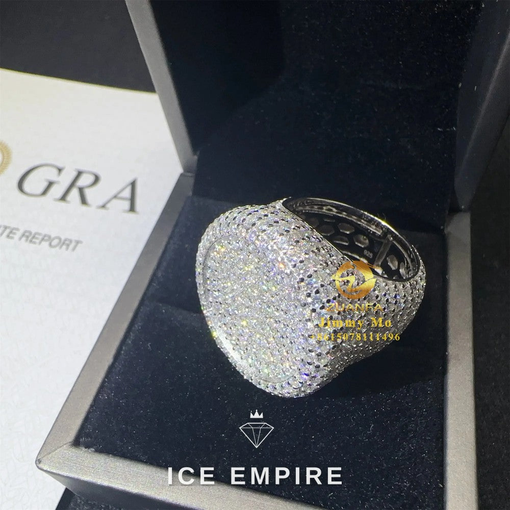 Iced Out 925 Silver Moissanite Ring