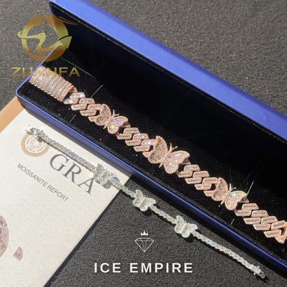 Iced Out Baguette 925 Silver Moissanite Cuban Chain