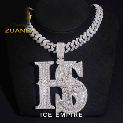 Iced Out Baguette Rose Gold Plated Moissanite Pendant