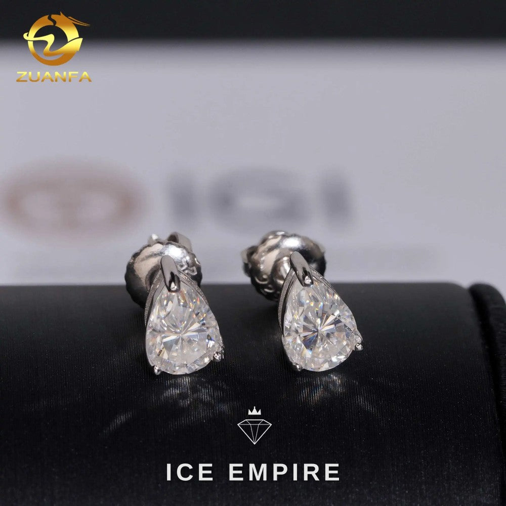 Iced Out 10K Gold Lab Grown Diamond Stud Earrings