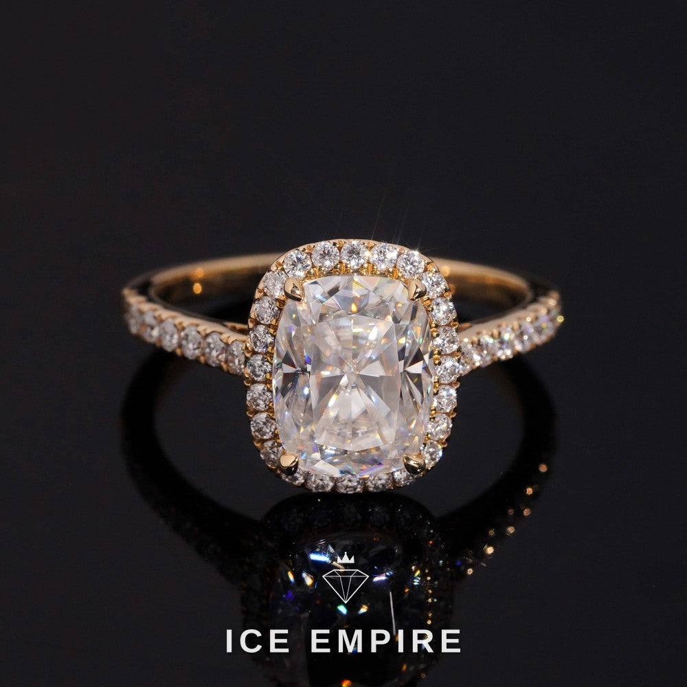 Iced Out 14K Gold Moissanite Wedding Band