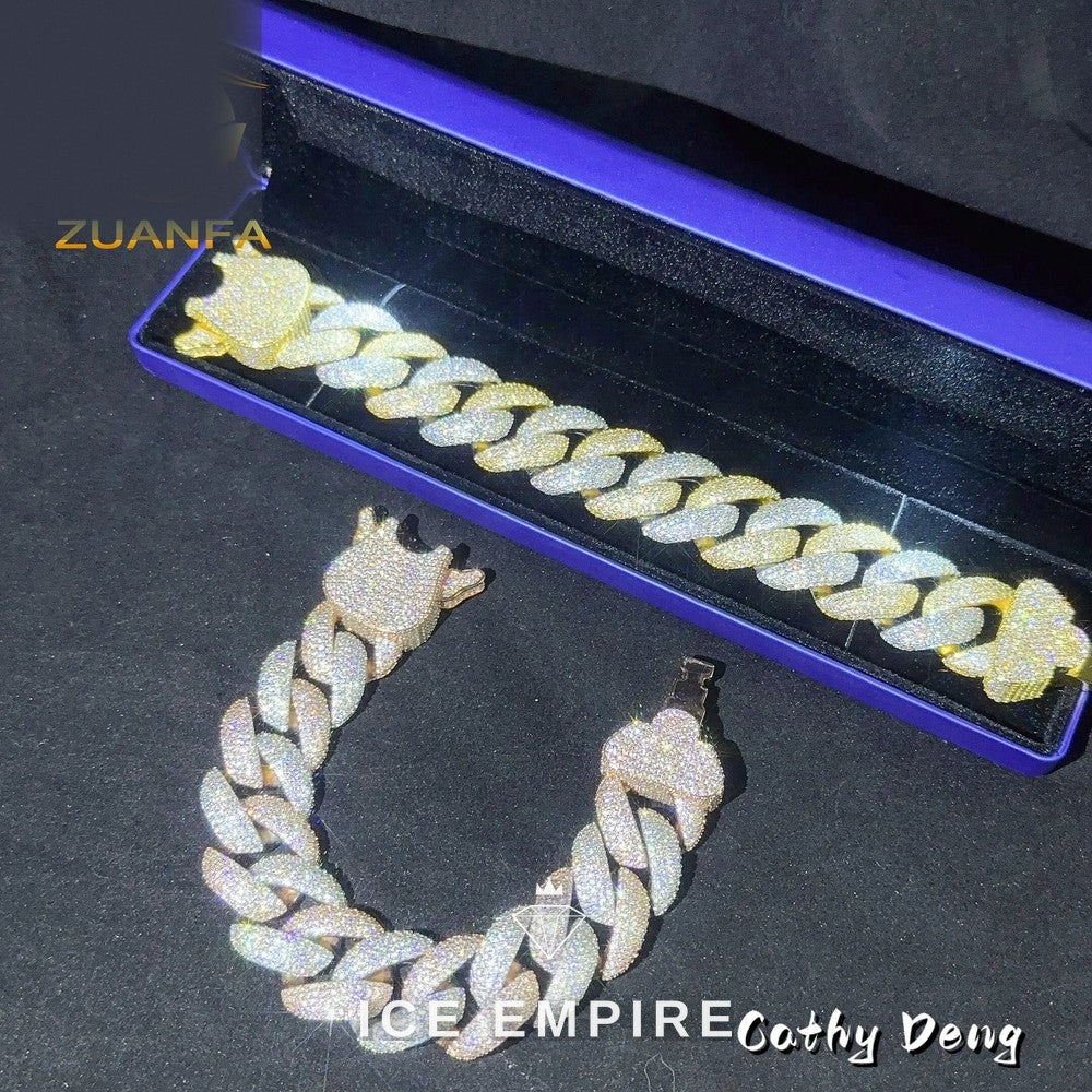 Iced Out 925 Silver Moissanite Cuban Chain