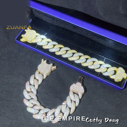 Iced Out 925 Silver Moissanite Cuban Chain