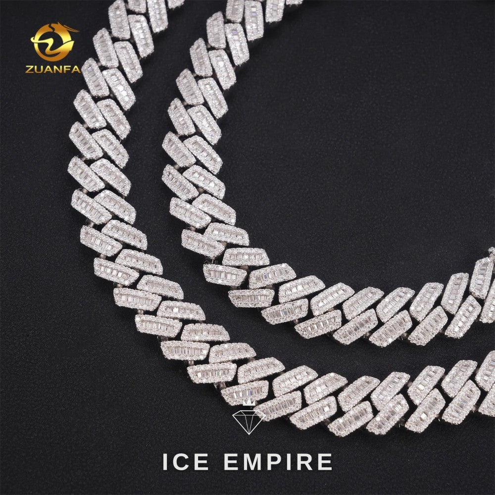 Iced Out Baguette 10K Gold Moissanite Cuban Chain