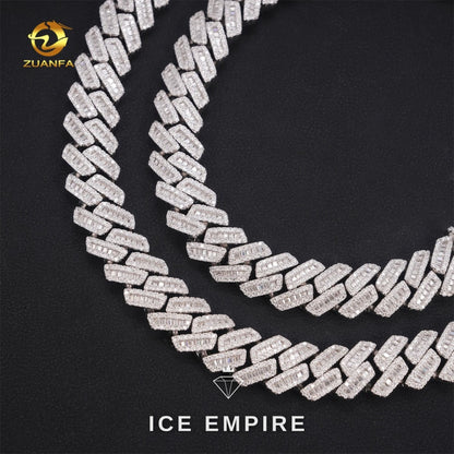Iced Out Baguette 10K Gold Moissanite Cuban Chain