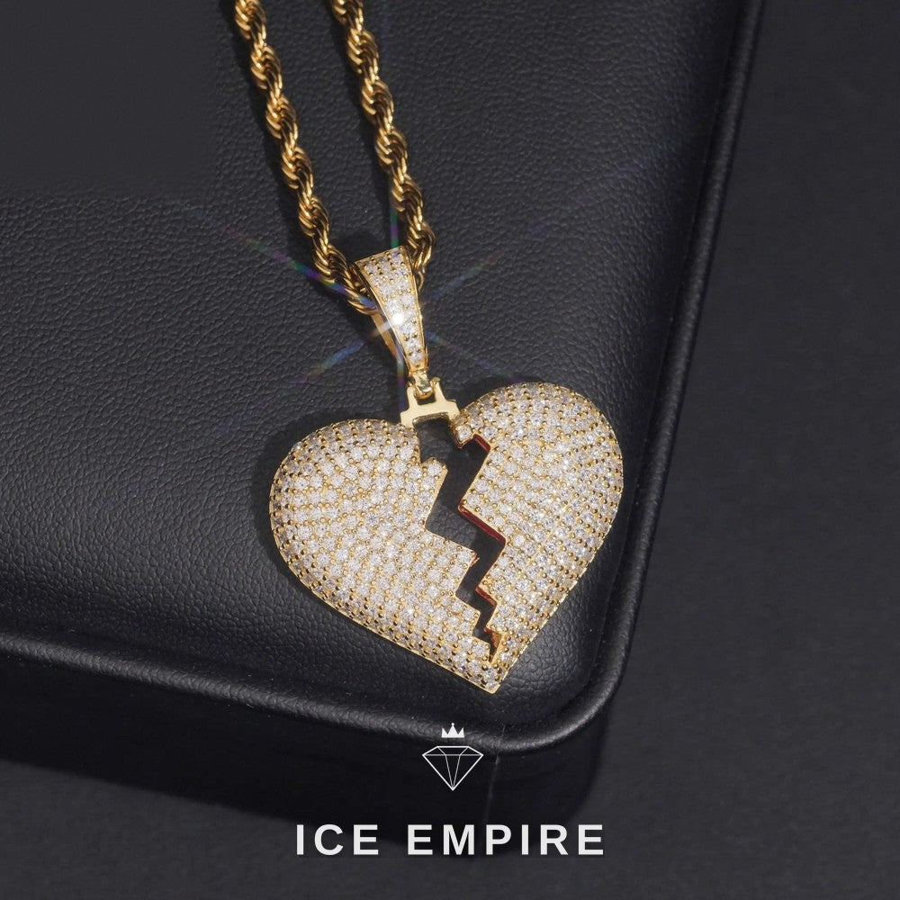 Iced Out Heart Rose Gold Plated Moissanite Pendant