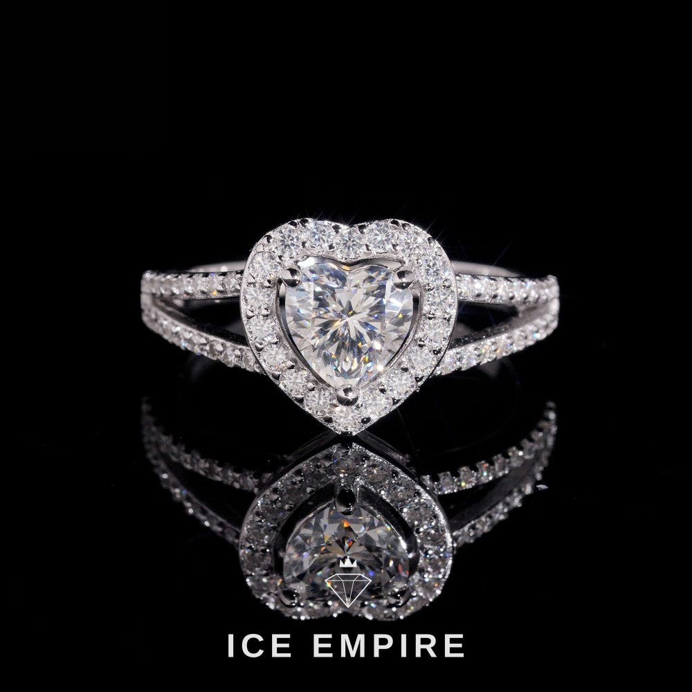 Iced Out Heart 18K Gold Moissanite Wedding Band
