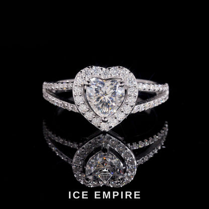 Iced Out Heart 18K Gold Moissanite Wedding Band