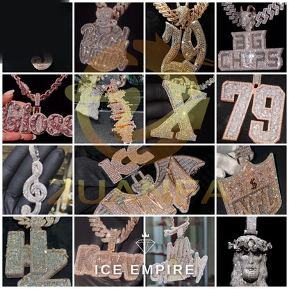 Iced Out Baguette 925 Silver Moissanite Pendant