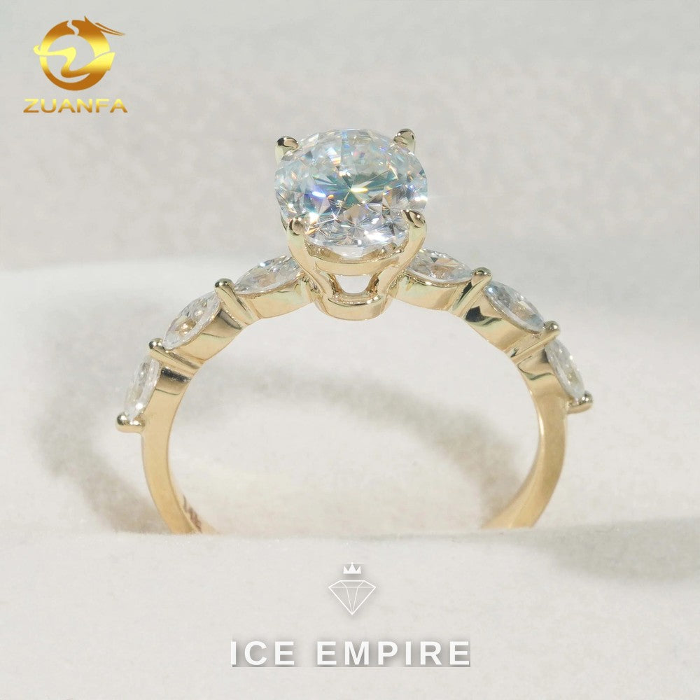 Iced Out 14K Gold Moissanite Engagement Ring