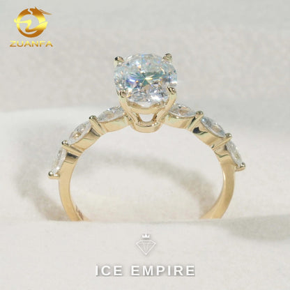 Iced Out 14K Gold Moissanite Engagement Ring