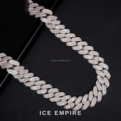 Iced Out Baguette 925 Silver Moissanite Cuban Chain