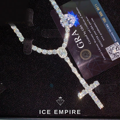 Iced Out Cross Rose Gold Plated Moissanite Cuban Chain