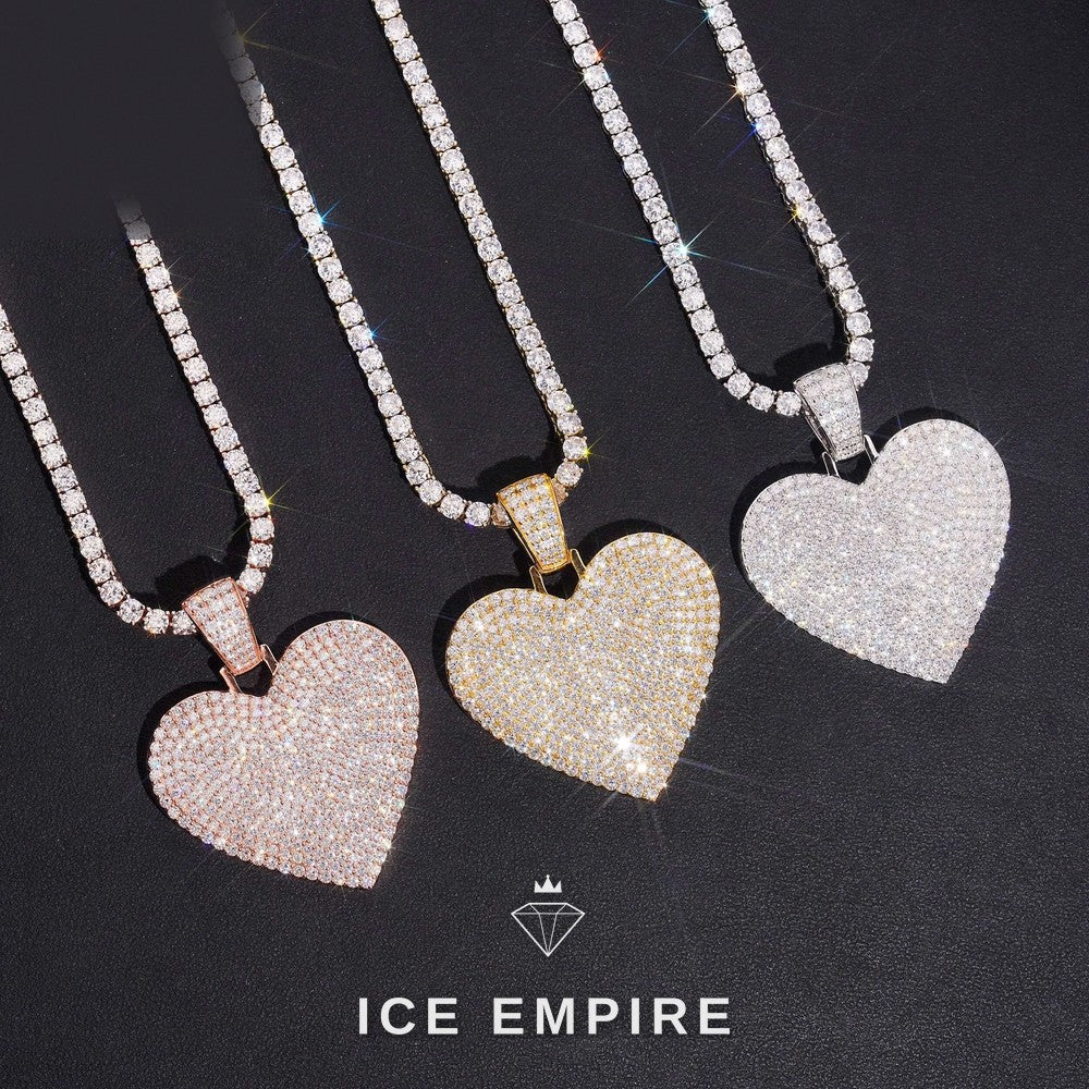 Iced Out Heart Gold Plated Moissanite Pendant