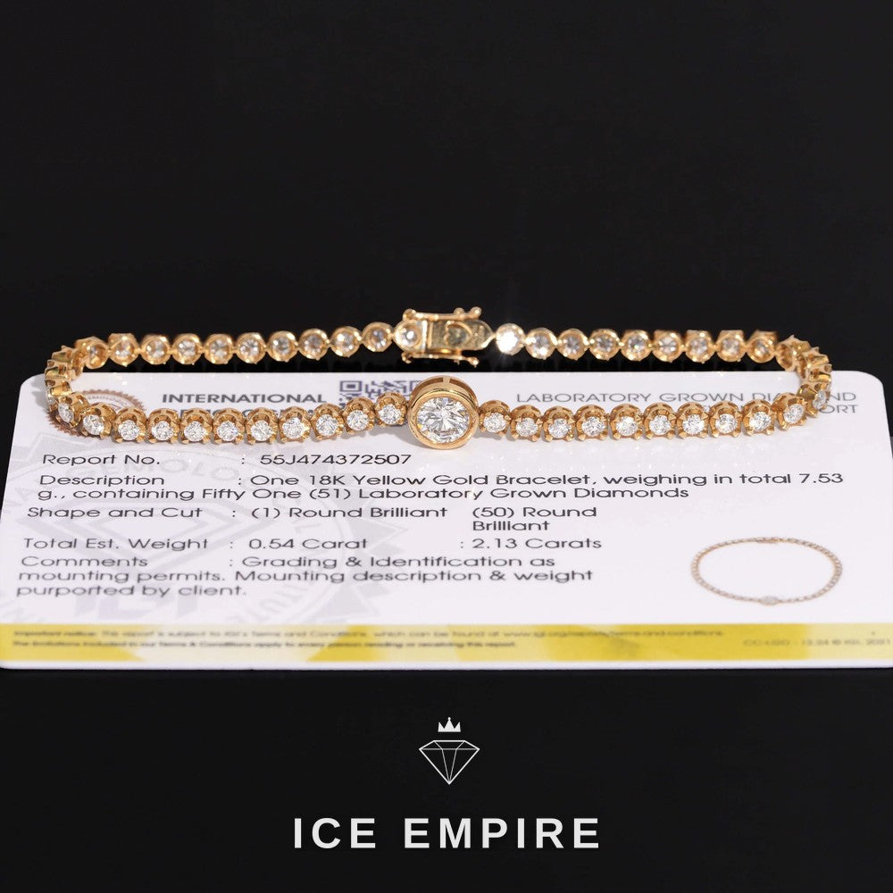 Iced Out 18K Gold Lab Grown Diamond Tennis Bracelet