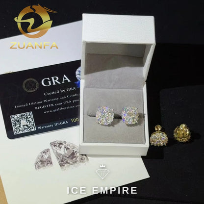 Iced Out Cluster 925 Silver Moissanite Earrings