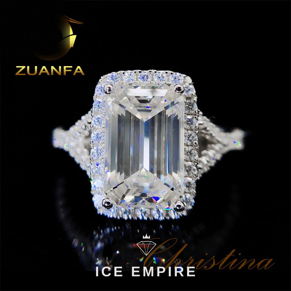 Iced Out 10K Gold Moissanite Engagement Ring