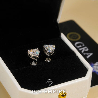 Iced Out Heart Gold Plated Moissanite Stud Earrings