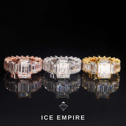 Iced Out 925 Silver Moissanite Engagement Ring