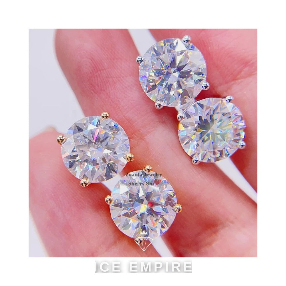 Iced Out 925 Silver Moissanite Stud Earrings