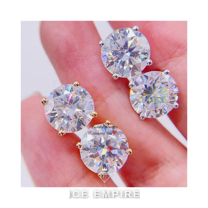 Iced Out 925 Silver Moissanite Stud Earrings