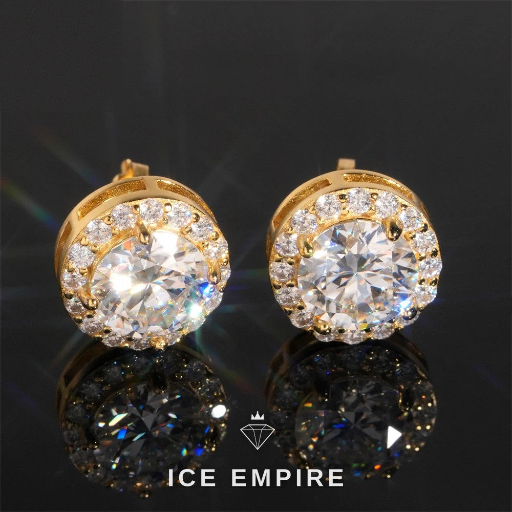 Iced Out 925 Silver Moissanite Stud Earrings