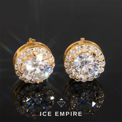 Iced Out 925 Silver Moissanite Stud Earrings
