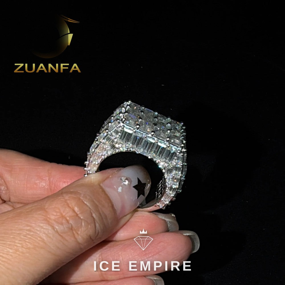 Iced Out Baguette 925 Silver Moissanite Ring
