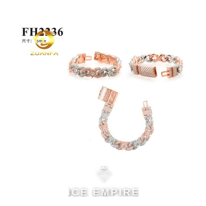 Iced Out Rose Gold Plated Moissanite Cuban Chain