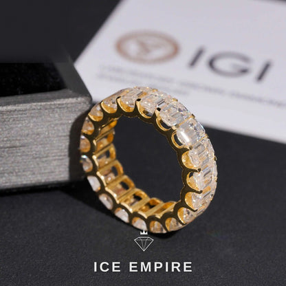 Iced Out 10K Gold Lab Grown Diamond Wedding Band