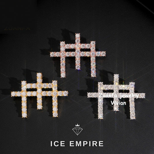 Iced Out Cross Rose Gold Plated Moissanite Pendant
