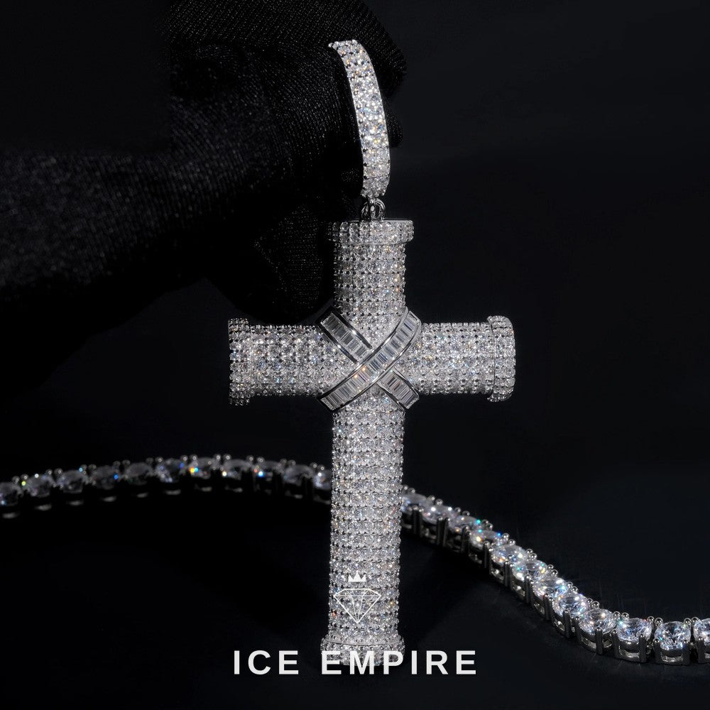 Iced Out Cross 925 Silver Pendant