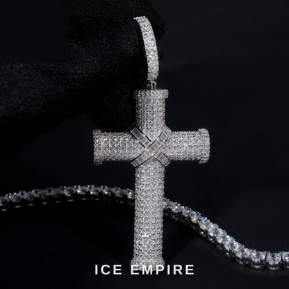 Iced Out Cross 925 Silver Pendant