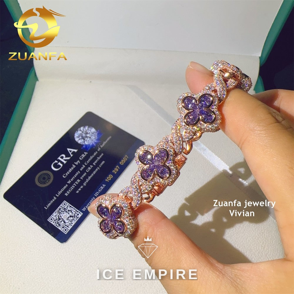 Iced Out Rose Gold Plated Moissanite Cuban Chain