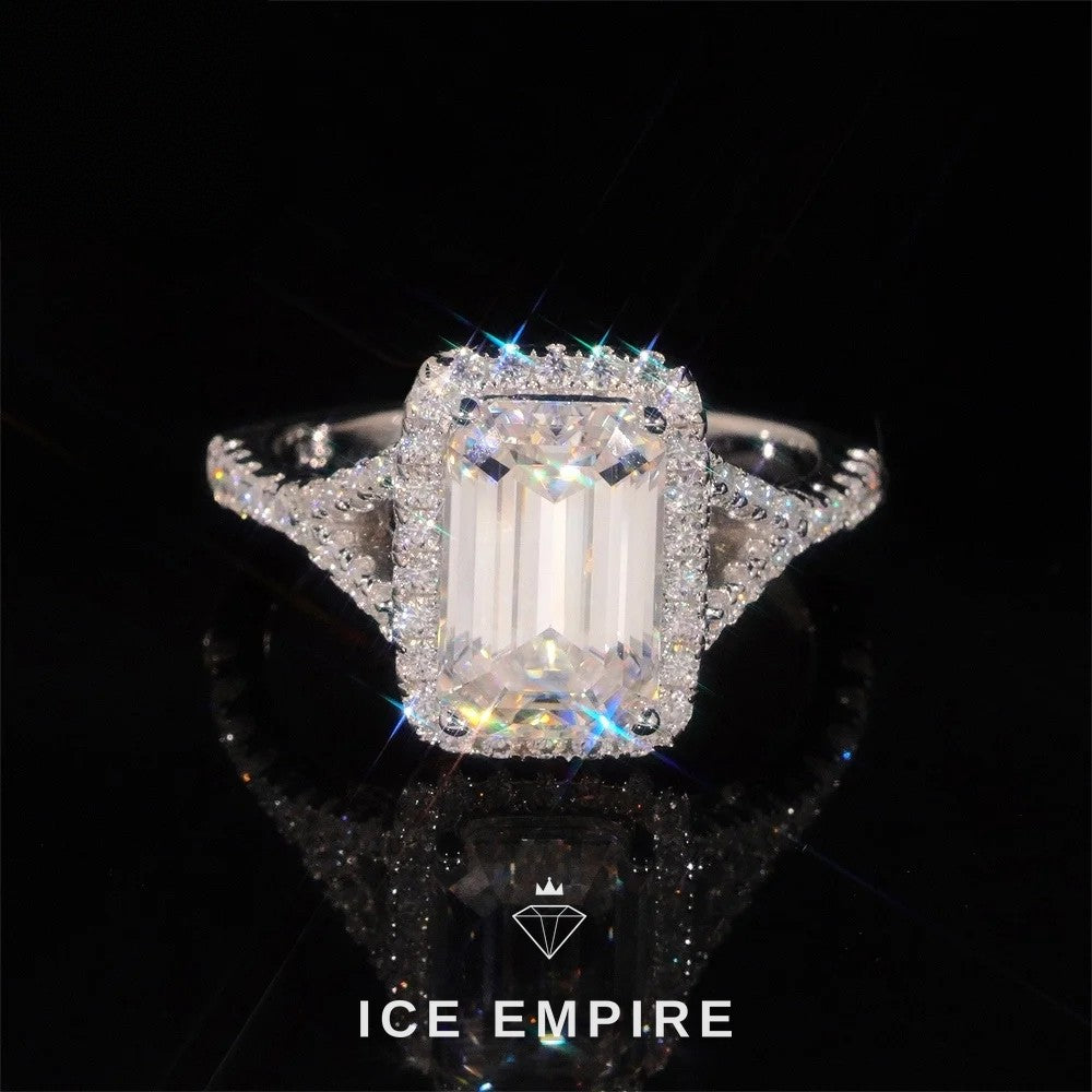 Iced Out 925 Silver Moissanite Engagement Ring