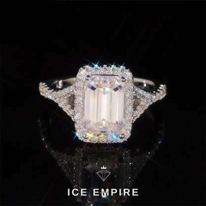 Iced Out 925 Silver Moissanite Engagement Ring