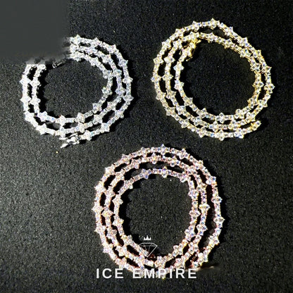 Iced Out Cluster Rose Gold Plated Moissanite Cuban Chain