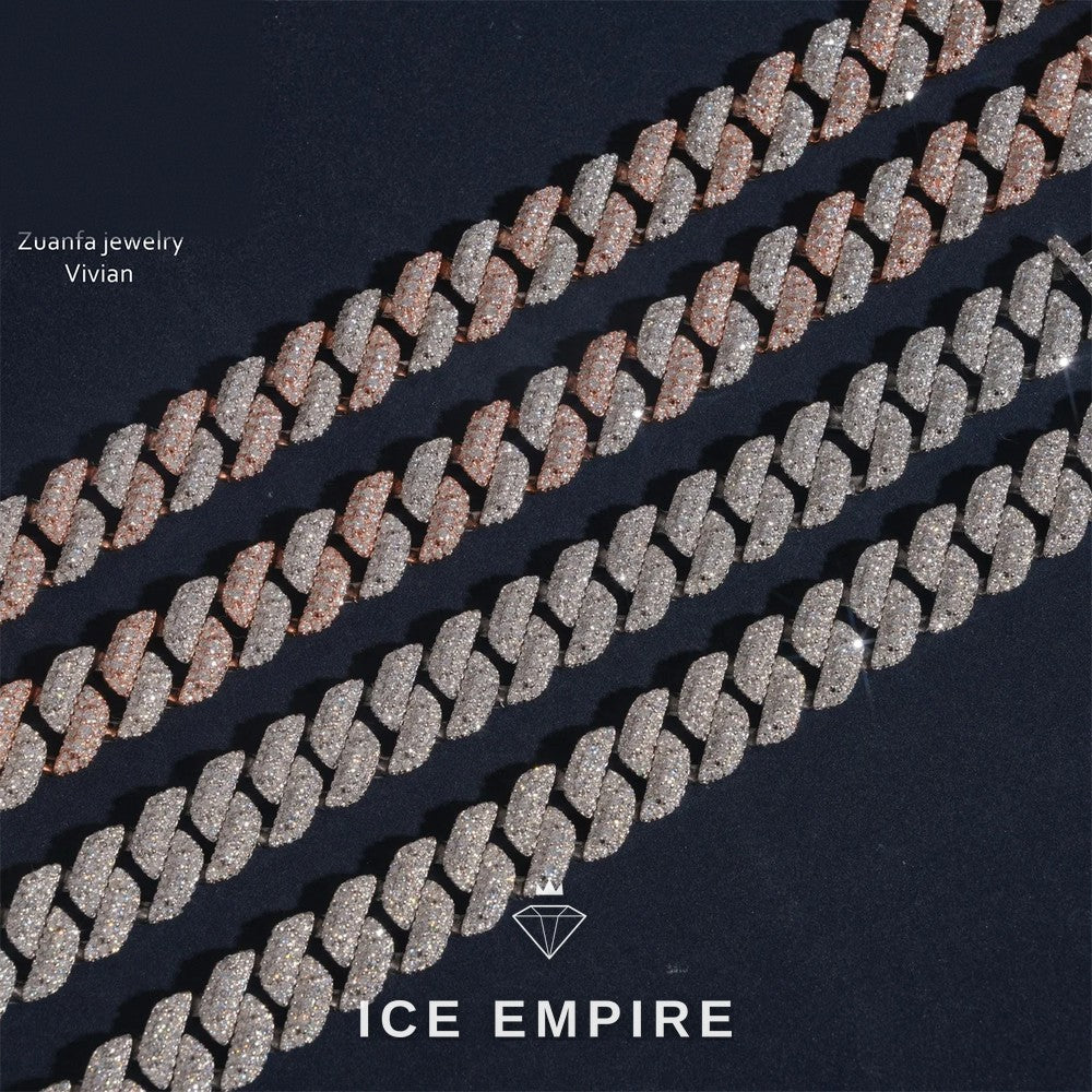 Iced Out Rose Gold Plated Moissanite Cuban Chain