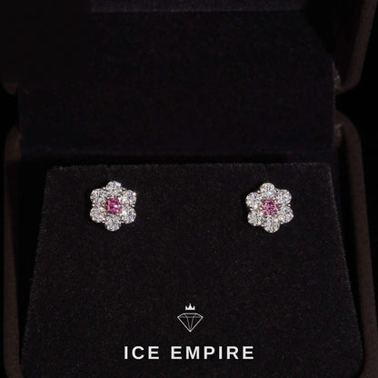 Iced Out Cluster Gold Plated Moissanite Stud Earrings