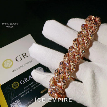 Iced Out 925 Silver Moissanite Cuban Chain